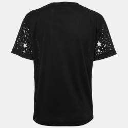 Pre Owned Stella McCartney Black Star Mesh Detail Jersey Short Sleeve T-Shirt M