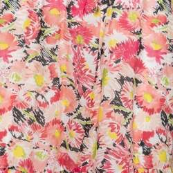 Pre Owned Stella McCartney Pink Floral Printed Cotton Cut-Out Back Detail Maxi Dress S