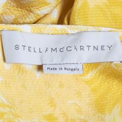 Pre Owned Stella McCartney Yellow Floral Printed Silk Long Sleeve Blouse M