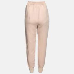 Pre Owned Stella McCartney Light Pink Crepe Rib Knit Trimmed Pants M