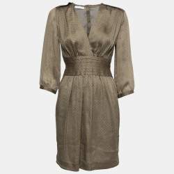 Pre Owned Stella McCartney Grey Floral Ditsy Print Silk V-Neck Dress S