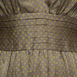 Pre Owned Stella McCartney Grey Floral Ditsy Print Silk V-Neck Dress S