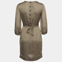 Pre Owned Stella McCartney Grey Floral Ditsy Print Silk V-Neck Dress S