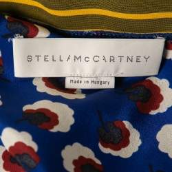 Pre Owned Stella McCartney Blue Floral Printed Contrast Tone Maxi Skirt M