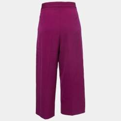Pre Owned Stella McCartney Purple Wool Straight Cropped Trousers S