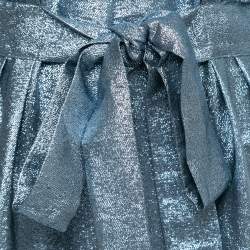 Pre Owned Stella McCartney Light Blue Metallic Lamé Jumpsuit M