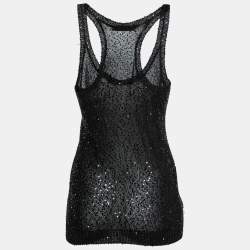 Pre Owned Stella McCartney Black Sequined Knit Tank Top M