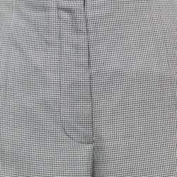 Pre Owned Stella McCartney Grey Checked & Black Paneled Wool Straight Leg Pants L