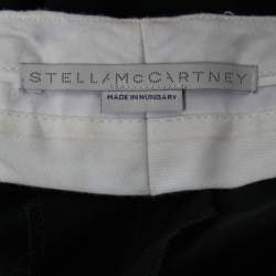 Pre Owned Stella McCartney Grey Checked & Black Paneled Wool Straight Leg Pants L