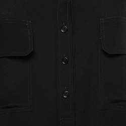 Pre Owned Stella McCartney Black Silk Crepe Pocket Detail Button Front Shirt M