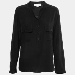 Pre Owned Stella McCartney Black Silk Crepe Pocket Detail Button Front Shirt M