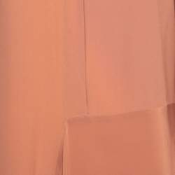 Pre Owned Stella McCartney Light Brown Silk Crepe Asymmetrical Hem Button Front Shirt M