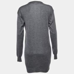 Stella McCartney Grey Knit Long Sleeve V Neck Sweater S