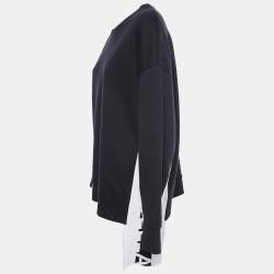 Pre Owned Stella McCartney Navy Blue Knit Logo Trim Detail Sweatshirt M