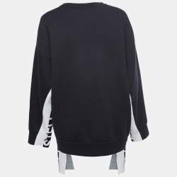 Pre Owned Stella McCartney Navy Blue Knit Logo Trim Detail Sweatshirt M