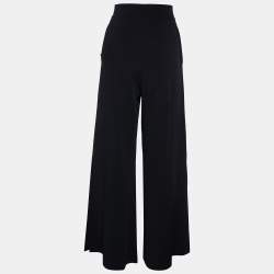 Pre Owned Stella McCartney Black Knit Side Slit Detail Flared Leg Trousers S