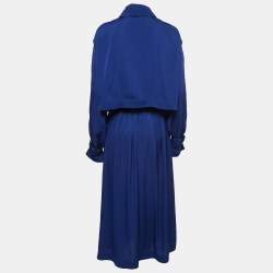 Pre Owned Stella McCartney Blue Crepe de Chine Elasticated Waist Trench Coat M 