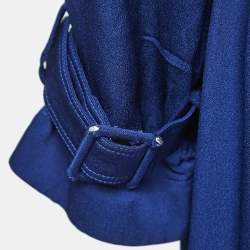 Pre Owned Stella McCartney Blue Crepe de Chine Elasticated Waist Trench Coat M 