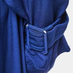 Pre Owned Stella McCartney Blue Crepe de Chine Elasticated Waist Trench Coat M 