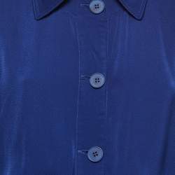 Pre Owned Stella McCartney Blue Crepe de Chine Elasticated Waist Trench Coat M 