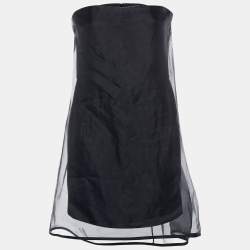 Pre Owned Stella McCartney Black Cotton & Silk Overlay Strapless Mini Dress M