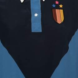 Pre Owned Stella McCartney Blue/ Black Silk Patch Shirt M