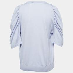 Pre Owned Stella McCartney Lavender Wool & Silk Knit Ruched Sleeve Jumper S