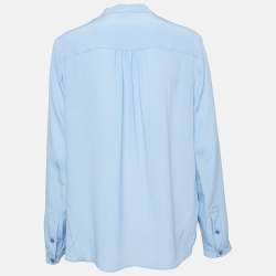 Pre Owned Stella McCartney Blue Silk Estelle Long Sleeve Blouse M