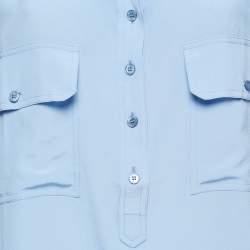 Pre Owned Stella McCartney Blue Silk Estelle Long Sleeve Blouse M