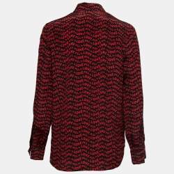 Pre Owned Stella McCartney Black All Is Love Printed Silk Shirt M