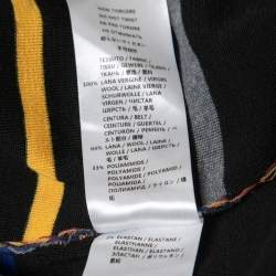 Pre Owned Stella McCartney Black Multicolor Striped Wool Knit Midi Skirt L