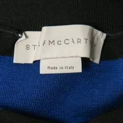Pre Owned Stella McCartney Black Multicolor Striped Wool Knit Midi Skirt L