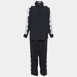 Pre Owned Stella McCartney Black Silk Lace Trim Pant & Top Set XS/M