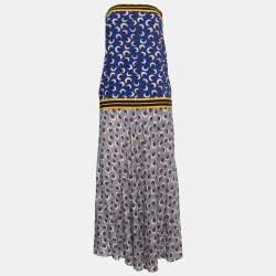 Pre Owned Stella McCartney Multicolor Printed Silk Strapless Maxi Dress M