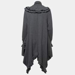 Stella McCartney Grey Wool High Neck Ruffled Sweater Dress S