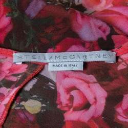 Pre Owned Stella McCartney Red Floral Printed Chiffon Silk Belted Jumpsuit S
