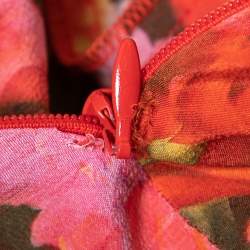 Pre Owned Stella McCartney Red Floral Printed Chiffon Silk Belted Jumpsuit S