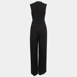 Pre Owned Stella McCartney Black Crepe Corset Insert Belted Jumpsuit S