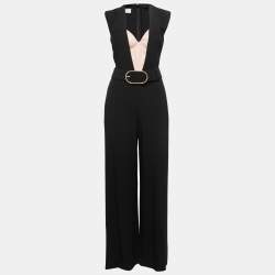 Pre Owned Stella McCartney Black Crepe Corset Insert Belted Jumpsuit S