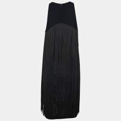 Pre Owned Stella McCartney Black Lace Fringed Sleeveless Mini Dress M