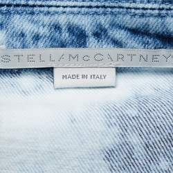 Pre Owned Stella McCartney Blue Marble Print Washed Denim Pocket Detailed  Jumpsuit S