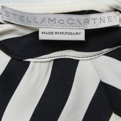 Pre Owned Stella McCartney White/Navy Blue Striped Silk Asymmetrical Midi Dress S