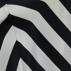 Pre Owned Stella McCartney White/Navy Blue Striped Silk Asymmetrical Midi Dress S