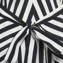 Pre Owned Stella McCartney White/Navy Blue Striped Silk Asymmetrical Midi Dress S