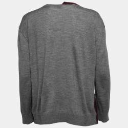 Pre Owned Stella McCartney Grey/Burgundy Wool Knit Jumper S