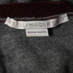 Pre Owned Stella McCartney Grey/Burgundy Wool Knit Jumper S