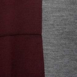 Pre Owned Stella McCartney Grey/Burgundy Wool Knit Jumper S