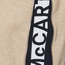 Pre Owned Stella McCartney Beige Wool Logo Detail Button Front Cardigan M
