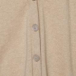 Pre Owned Stella McCartney Beige Wool Logo Detail Button Front Cardigan M