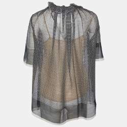 Pre Owned Stella McCartney Black Monochrome Printed Silk Top S